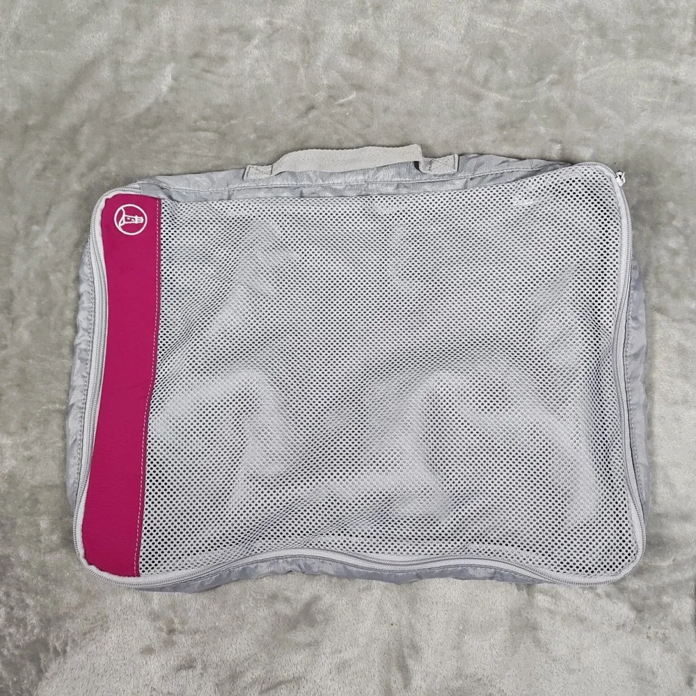 Lands End Packing Cubes Lot Of 2 Gray Pink Travel Organizers Compression Luggage